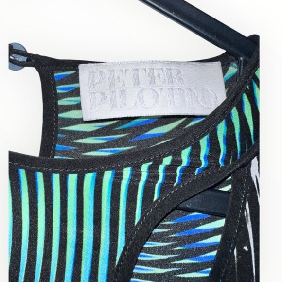 Peter Pilotto Vintage SILK LS floral print multicolour blue Black mini dress XS - Picture 4 of 4